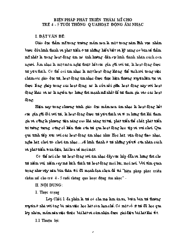 Bản mô tả sáng kiến Biện pháp phát triển thẩm mĩ cho trẻ 4-5 tuổi thông qua hoạt động Âm nhạc