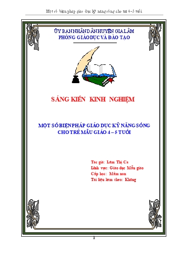 Sáng kiến kinh nghiệm Một số biện pháp giáo dục kỹ năng sống cho trẻ 4 đến 5 tuổi