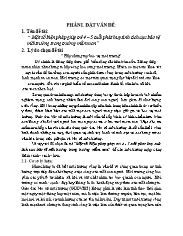 Sáng kiến kinh nghiệm Một số biện pháp giúp trẻ 4-5 tuổi phát huy tính tích cực bảo vệ môi trường trong trường mầm non