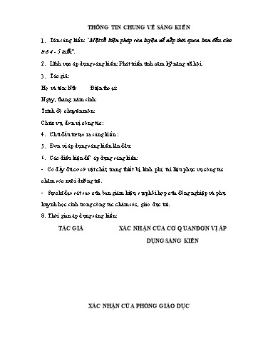 Sáng kiến kinh nghiệm Một số biện pháp rèn luyện nề nếp thói quen ban đầu cho trẻ 4-5 tuổi