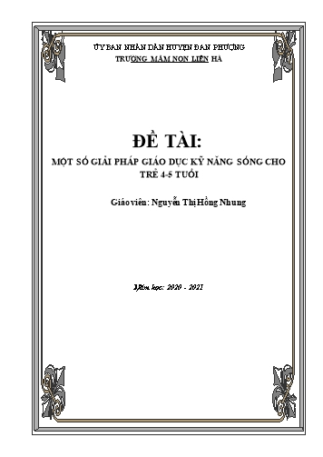 Sáng kiến kinh nghiệm Một số giải pháp giáo dục kỹ năng sống cho trẻ 4-5 tuổi