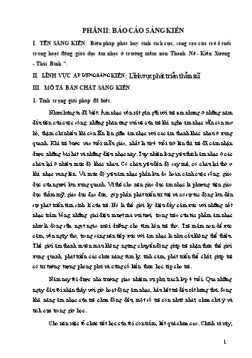 SKKN Biện pháp giúp trẻ phát huy tính tích cực sáng tạo của trẻ 4 tuổi trong hoạt động giáo dục Âm nhạc ở Trường Mầm non Thanh Nê - Kiến Xương - Thái Bình