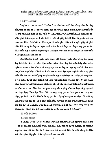 SKKN Biện pháp nâng cao chất lượng giảng dạy lĩnh vực phát triển ngôn ngữ cho trẻ 4-5 tuổi