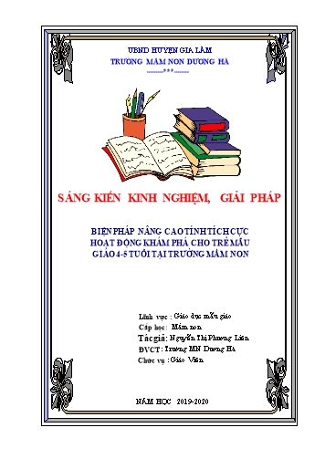 SKKN Biện pháp nâng cao tính tích cực hoạt động khám phá cho trẻ mẫu giáo 4-5 tuổi tại trường mầm non