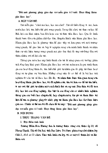 SKKN Đổi mới phương pháp giáo dục trẻ mẫu giáo 4-5 tuổi hoạt động khám phá khoa học