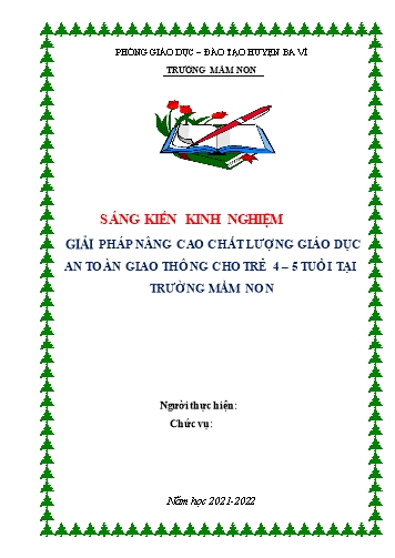 SKKN Giải pháp nâng cao chất lượng giáo dục an toàn giao thông cho trẻ 4-5 tuổi tại trường mầm non