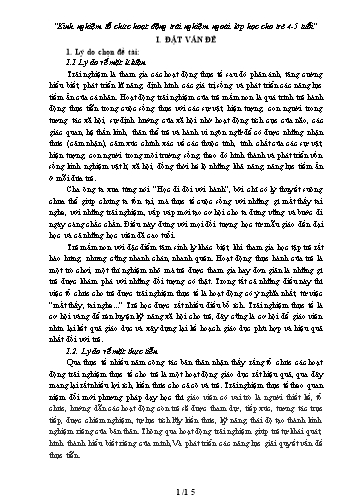 SKKN Kinh nghiệm tổ chức hoạt động trải nghiệm ngoài lớp học cho trẻ 4-5 tuổi