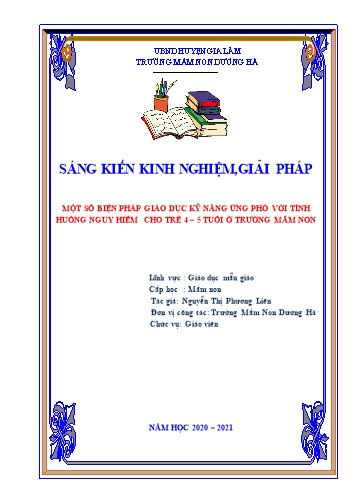 SKKN Một số biện pháp giáo dục kĩ năng ứng phó với những tình huống nguy hiểm cho trẻ 4-5 tuổi ở trường mầm non Dương Hà