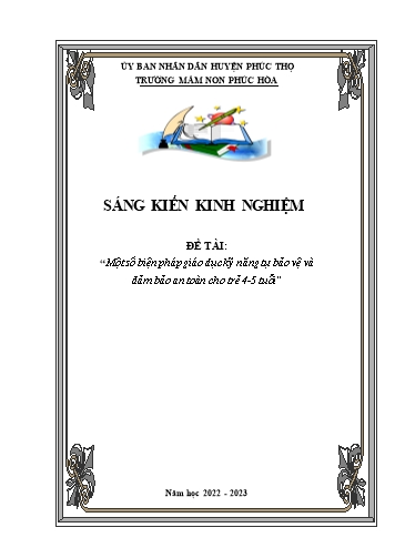 SKKN Một số biện pháp giáo dục kỹ năng tự bảo vệ và đảm bảo an toàn cho trẻ 4-5 tuổi