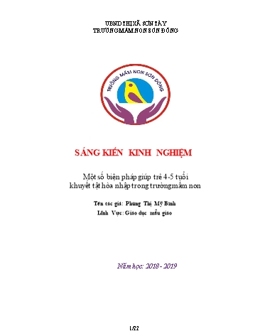 SKKN Một số biện pháp giáo dục trẻ 4-5 tuổi khuyết tật hòa nhập trong trường mầm non