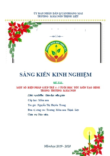 SKKN Một số biện pháp giúp trẻ mẫu giáo nhỡ 4-5 tuổi học tốt môn tạo hình trong trường mầm non