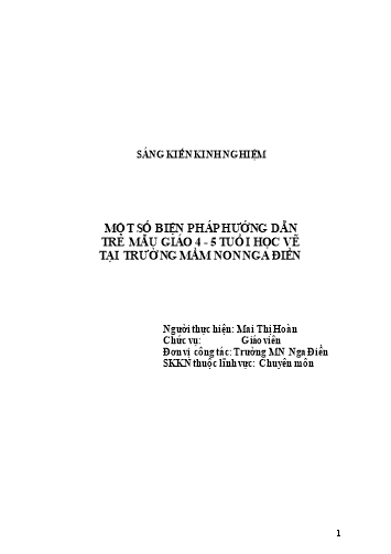 SKKN Một số biện pháp hướng dẫn trẻ mẫu giáo 4-5 tuổi học vẽ tại trường mầm non Nga Điền