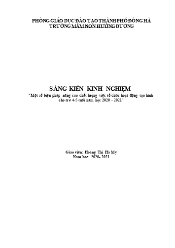 SKKN Một số biện pháp nâng cao chất lượng việc tổ chức hoạt động tạo hình cho trẻ 4-5 tuổi năm học 2020-2021