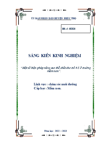 SKKN Một số biện pháp nâng cao thể chất cho trẻ 4-5 ở trường mầm non