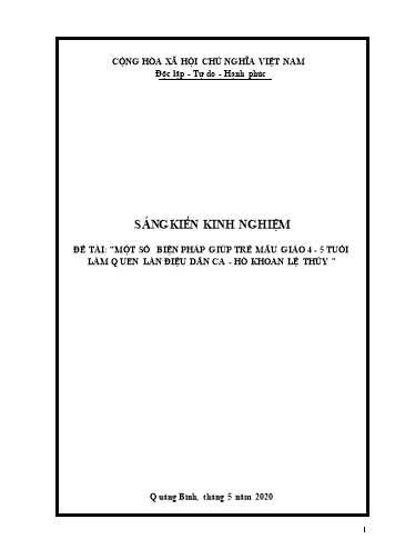 SKKN Một số biện pháp nhằm giúp trẻ 4-5 tuổi làm quen làn điệu Dân ca Hò khoan Lệ Thủy