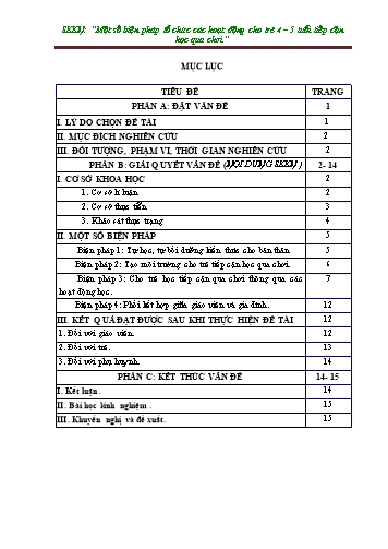 SKKN Một số biện pháp tổ chức các hoạt động cho trẻ 4-5 tuổi tiếp cận học qua chơi