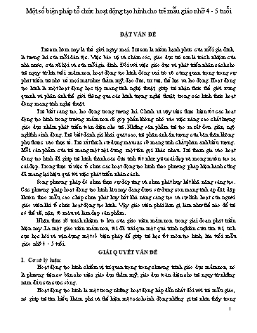 SKKN Một số biện pháp tổ chức hoạt động tạo hình cho trẻ mẫu giáo nhỡ 4-5 tuổi